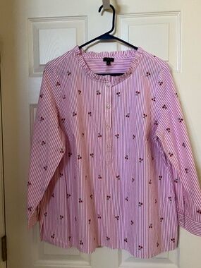 Cute Talbots Popover Cotton Blouse 1X EUC